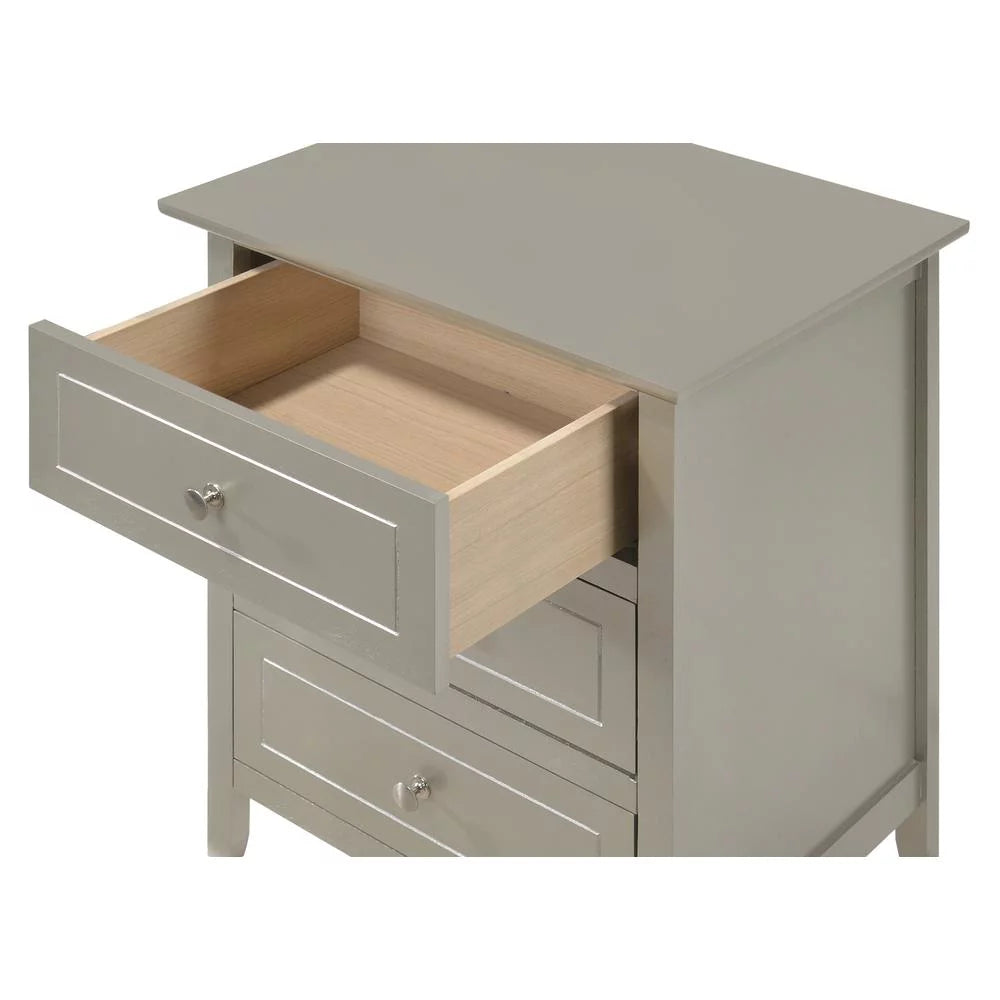 3 Drawer Silver Champagne Nightstand A85509