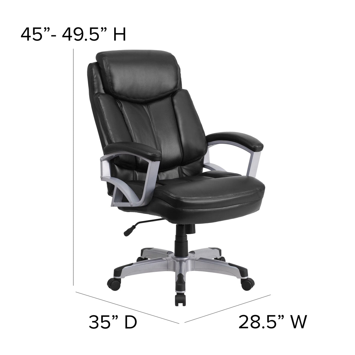 Black Big & Tall Office Chair with Arms B826