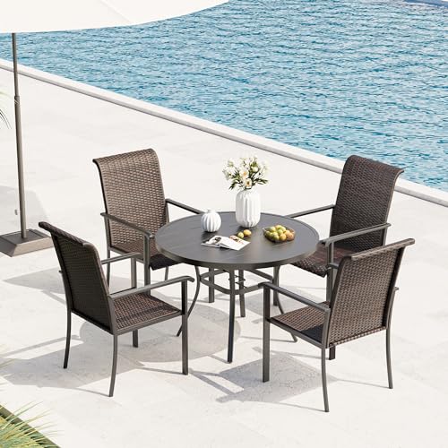 Brown Wicker Patio Dining Chairs Set of 6 F5356
