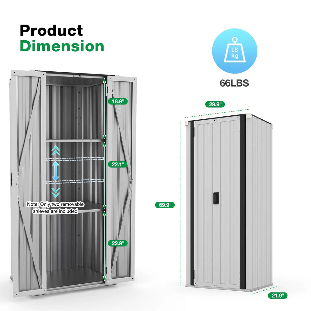 70" White Metal Storage Cabinet with Doors and Shelves Z551