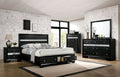 Black Queen Size 4pc Bedroom Set Solid Wood U2552