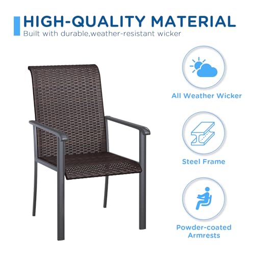 Brown Wicker Patio Dining Chairs Set of 6 F5356
