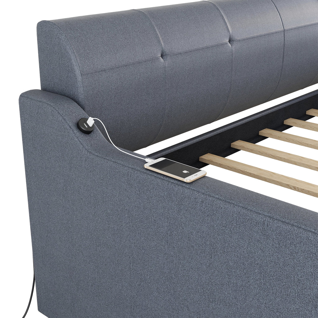 Gray Twin Size Upholstery DayBed with Trundle G863037