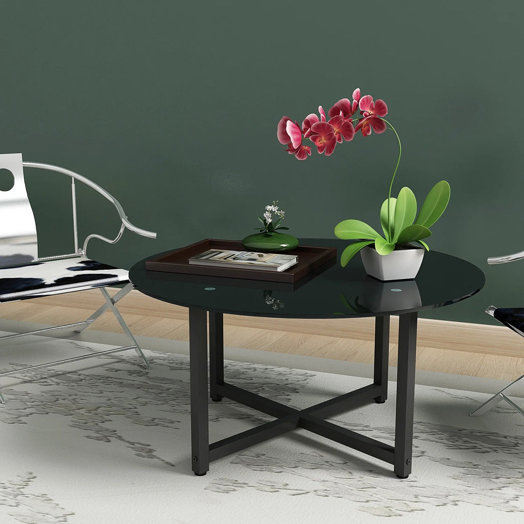 35.5" Round Black Coffee Table C85607