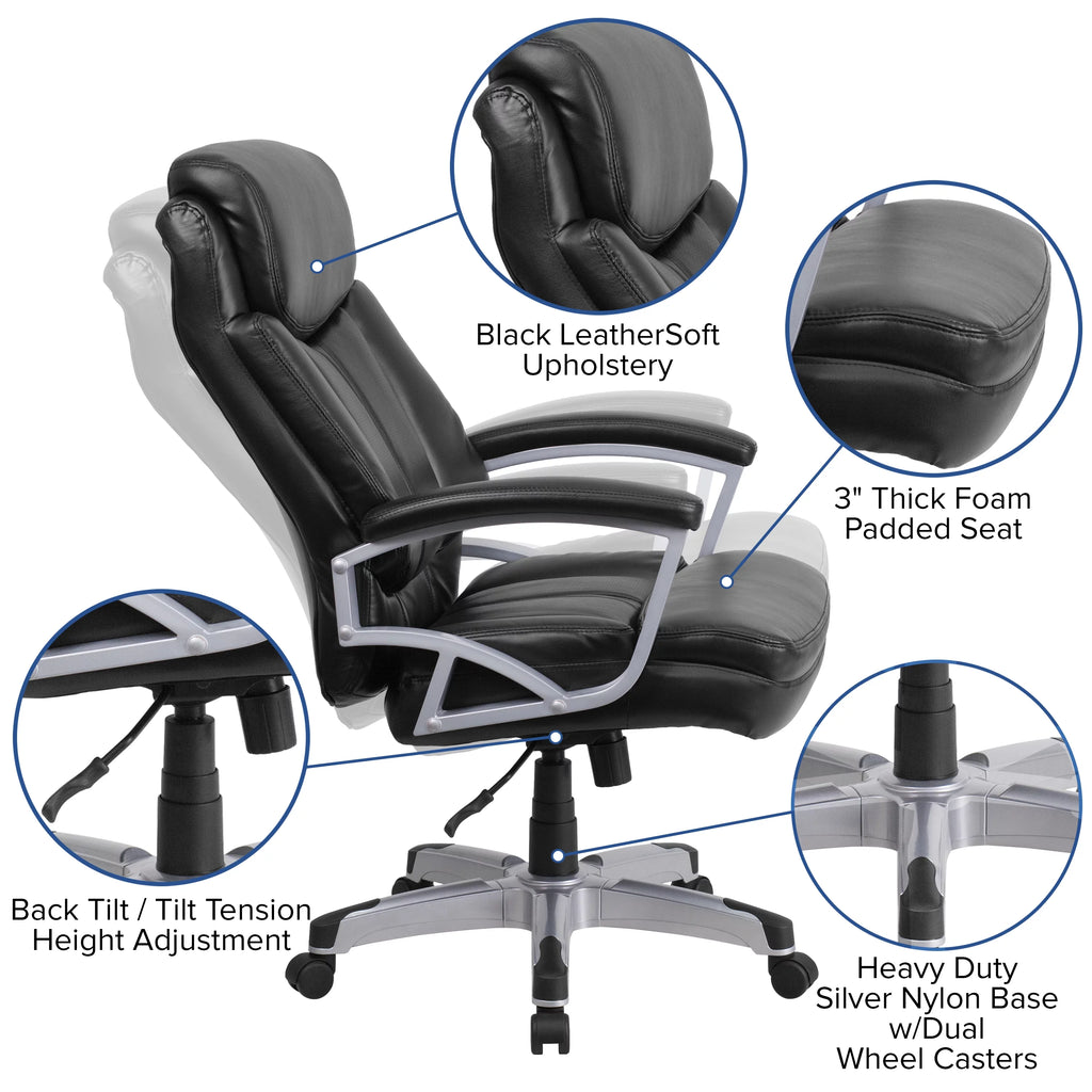 Black Big & Tall Office Chair with Arms B826