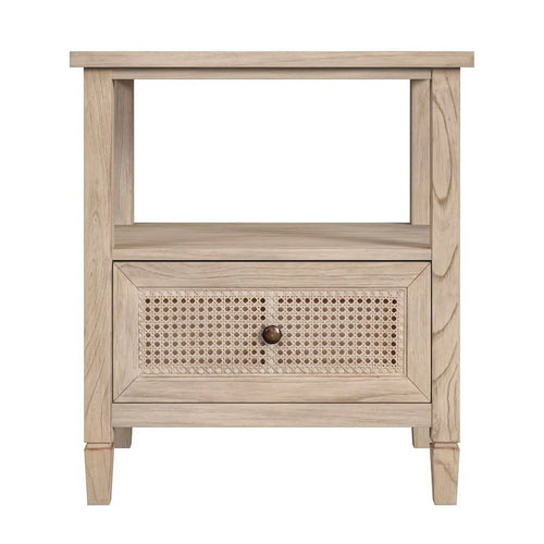 1 Drawer Cane and Wood Nightstand R265