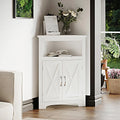 White Corner Storage Cabinet with Adjustable Shelf F60829