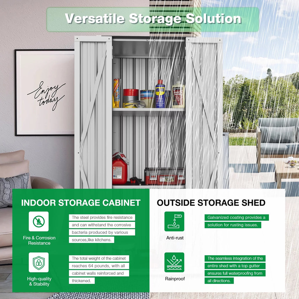 70" White Metal Storage Cabinet with Doors and Shelves Z551