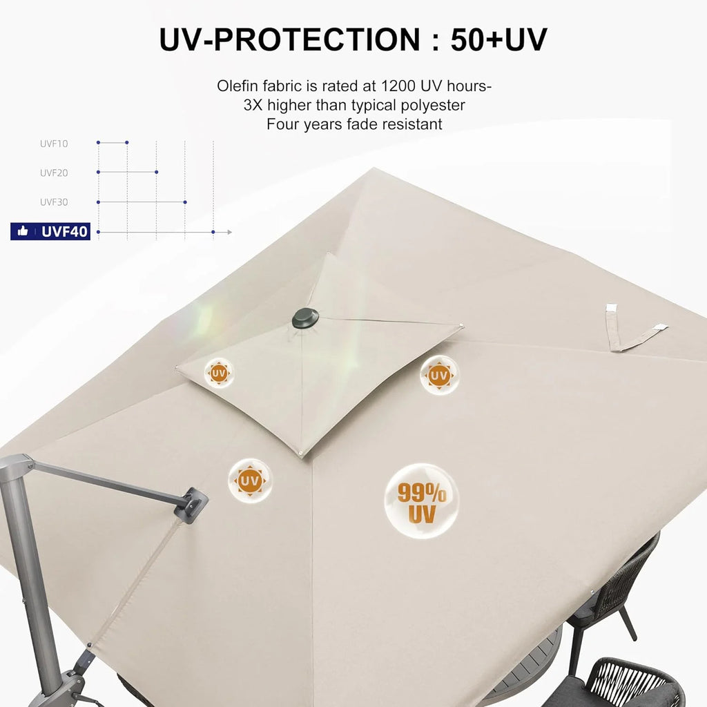 9' X 12' Olefin Cantilever Patio Umbrella F262