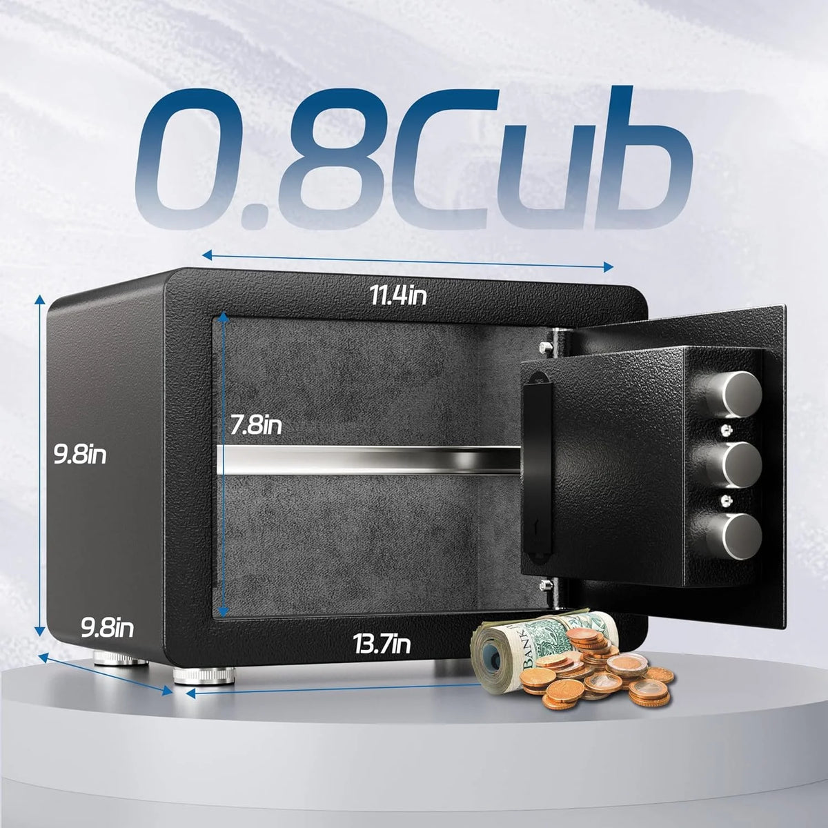 0.8 Cubic Feet Steel Security Safe with Lock Box N449215