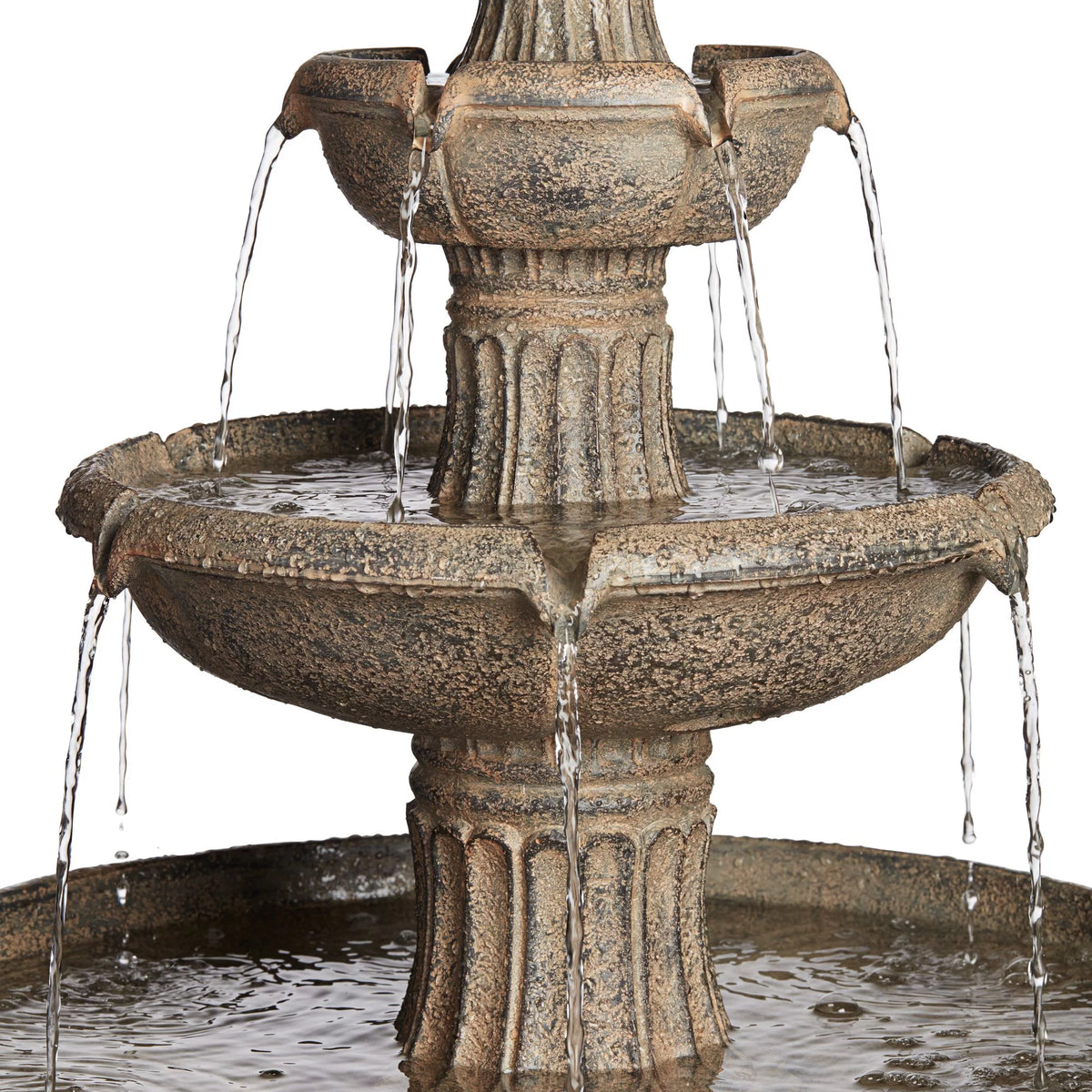 3 Tier Basin Outdoor Floor Water Fountain with LED Light 46" G6453
